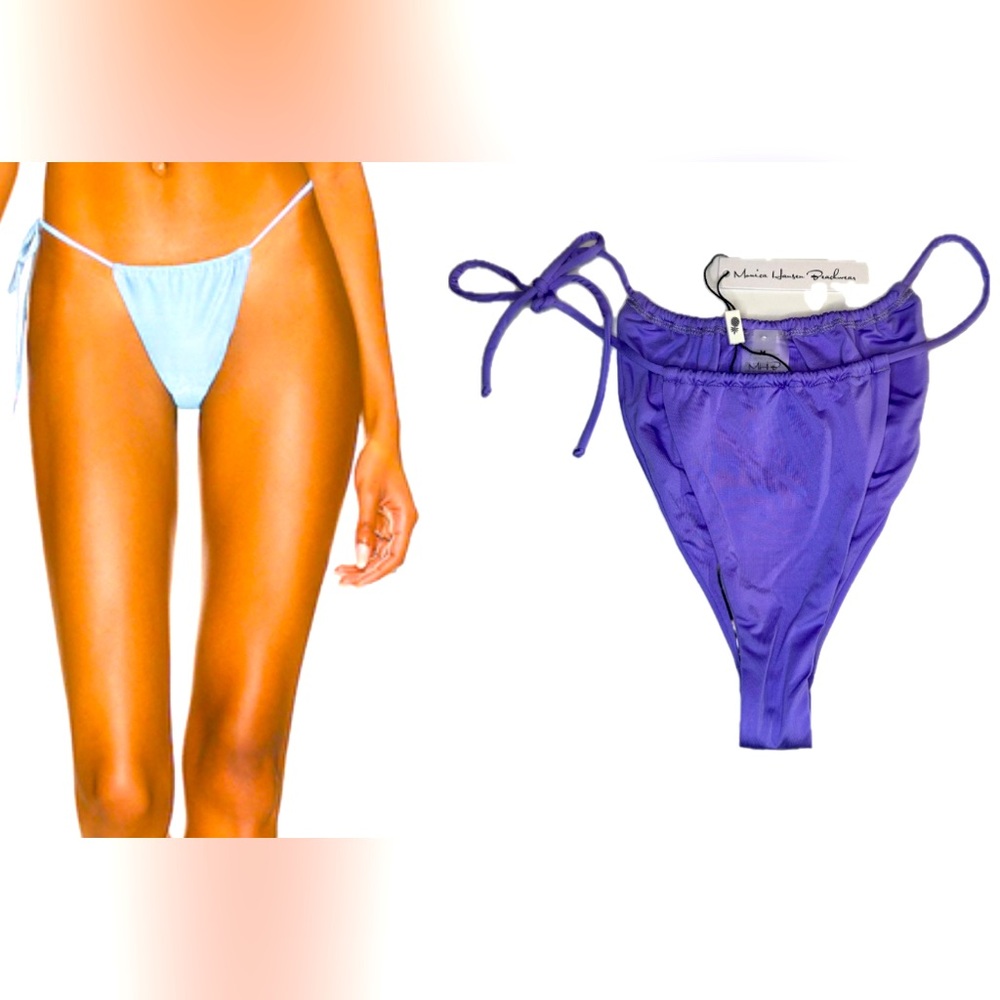 Monica Hansen Lilac Purple Tie Side Bikini Bottom Brazilian Swim NWT M